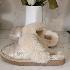 UGG Shimmering Cream Shearling Slippers